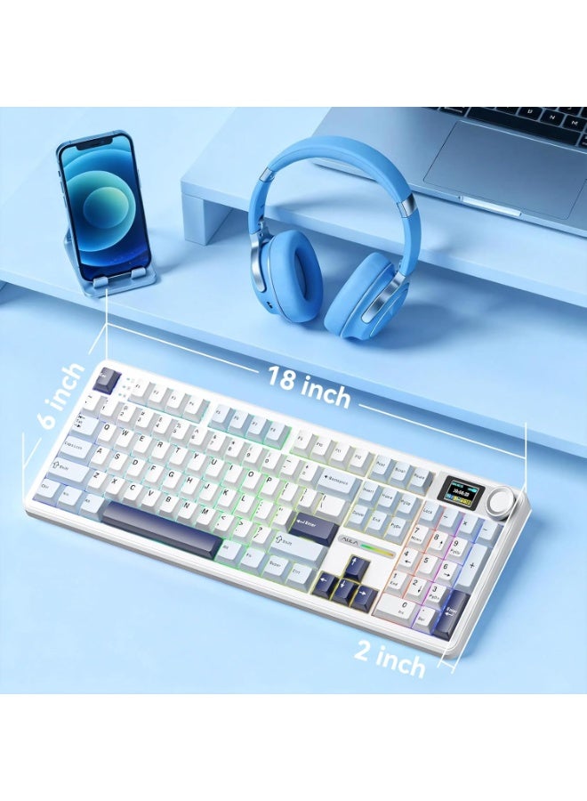 AULA F108 PRO Wireless Gaming Keyboard with Screen & Knob, 8000mAh Battery, Hot-Swappable Reaper Switches, RGB Backlit Side-Printed PBT Keycaps for Mac/PC Gaming - Image 5